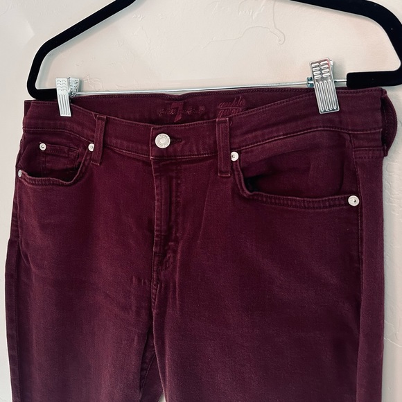 7 FOR ALL MANKIND Jeans Gwenevere High-Waist Ankle Skinny Pants Maroon SZ 32 - Picture 4 of 15
